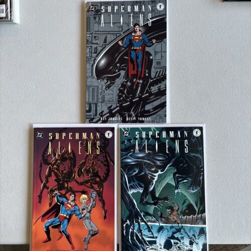 SUPERMAN VS ALIENS 1-3 DC DARK HORSE COMIC SET COMPLETE  1995 Actual Pics!