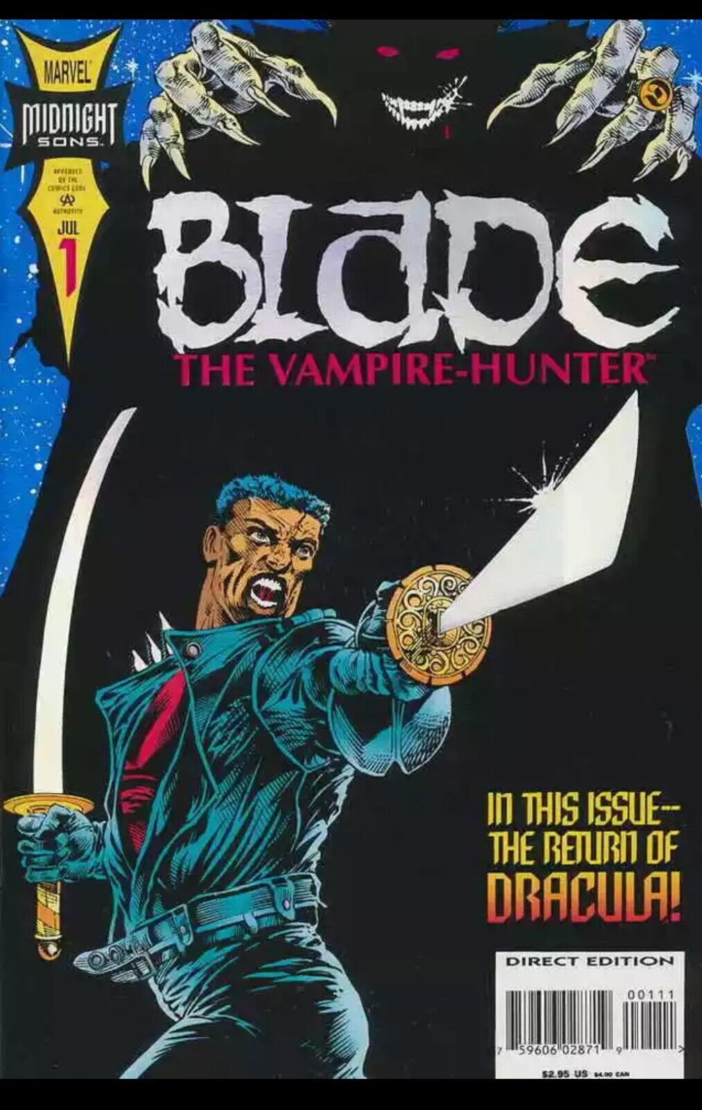 Blade the Vampire Hunter #1 Direct Edition Marvel Silver Foil 1994 NM