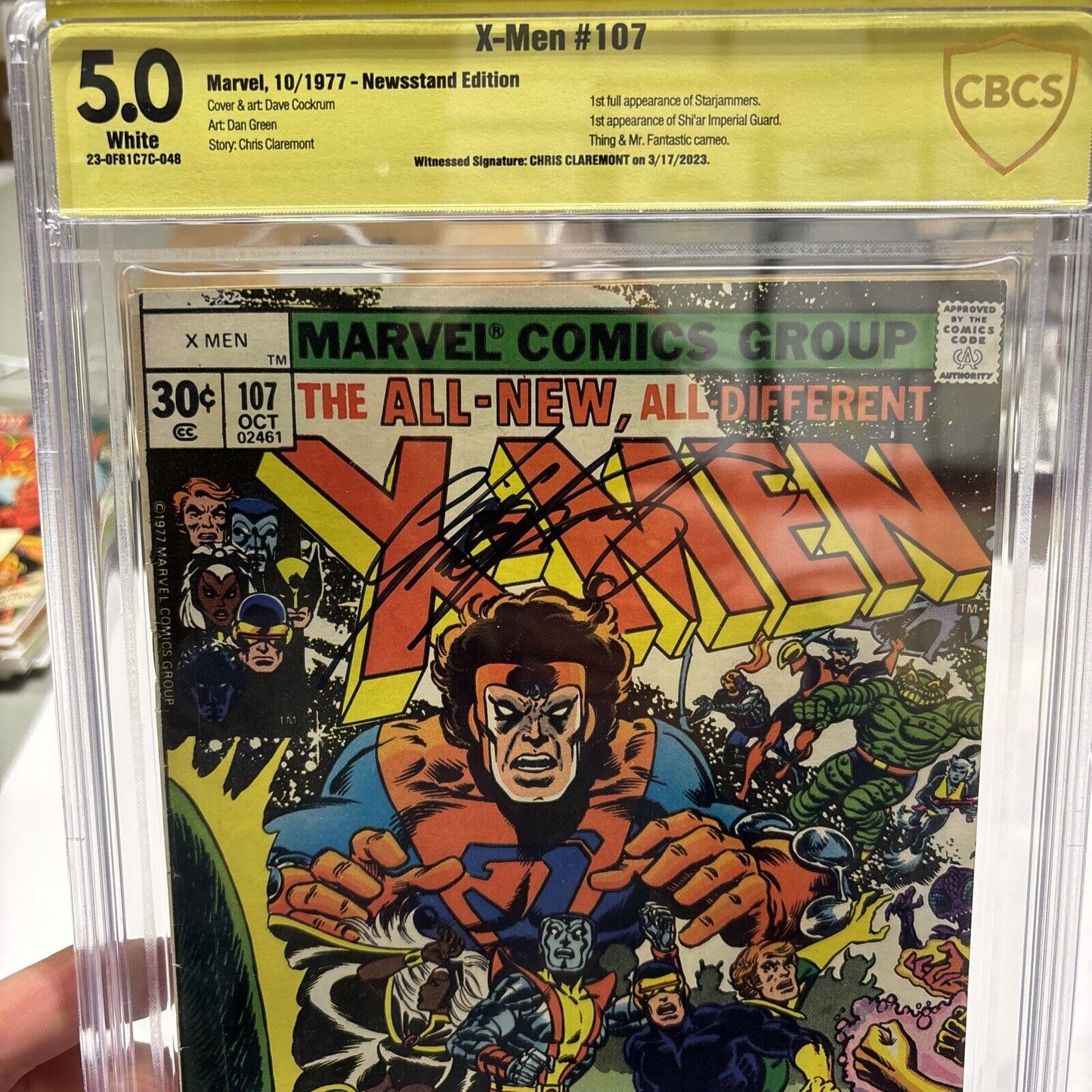 Uncanny X-Men #107 CGC 5.0 1977 1st full app. Starjammers-Signed Chris Claremont