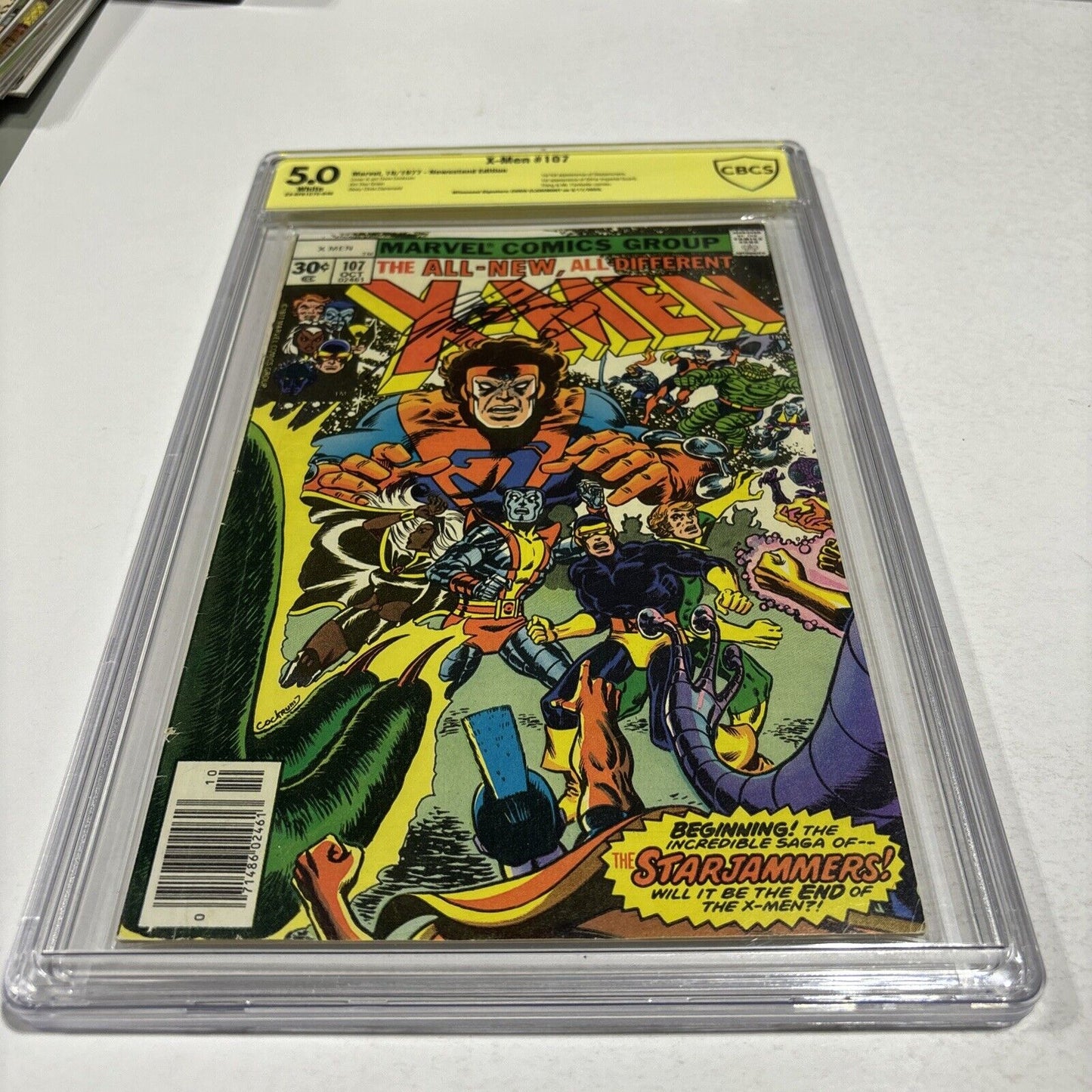 Uncanny X-Men #107 CGC 5.0 1977 1st full app. Starjammers-Signed Chris Claremont