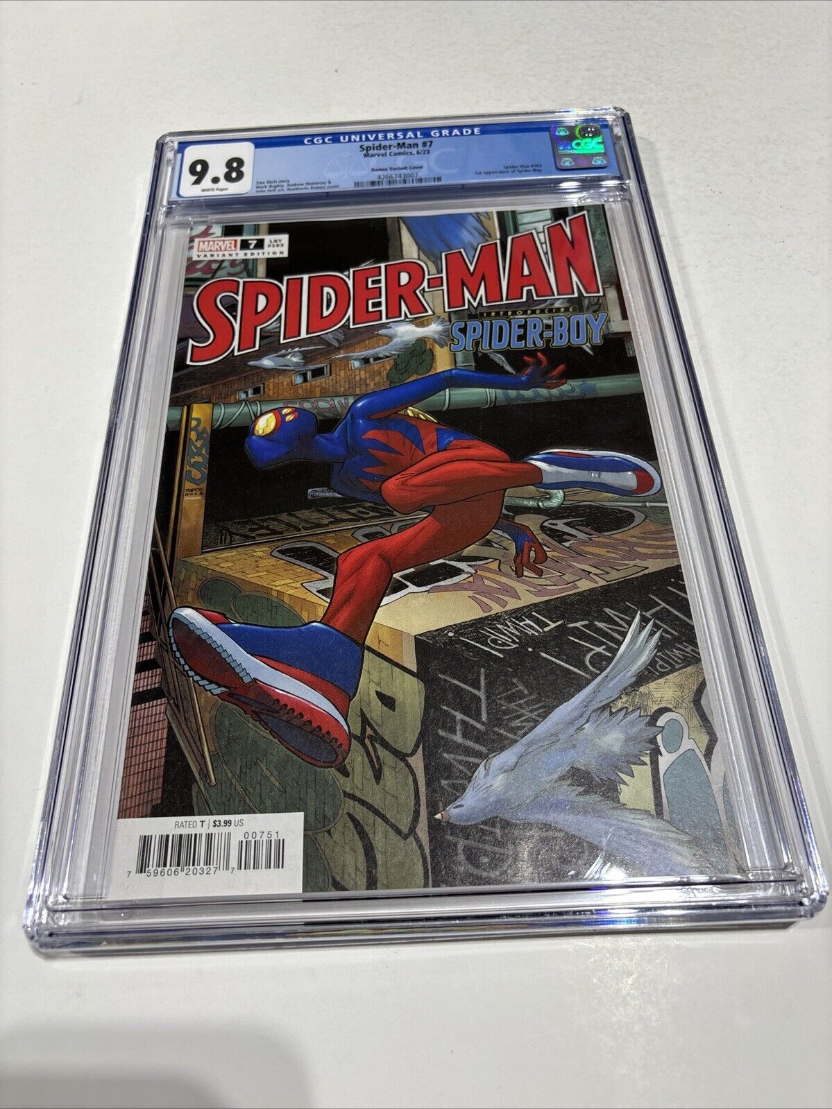 Spider-Man #7 (163) (Marvel June 2023) CGC 9.8 1st App Spider-Boy Ramos Variant