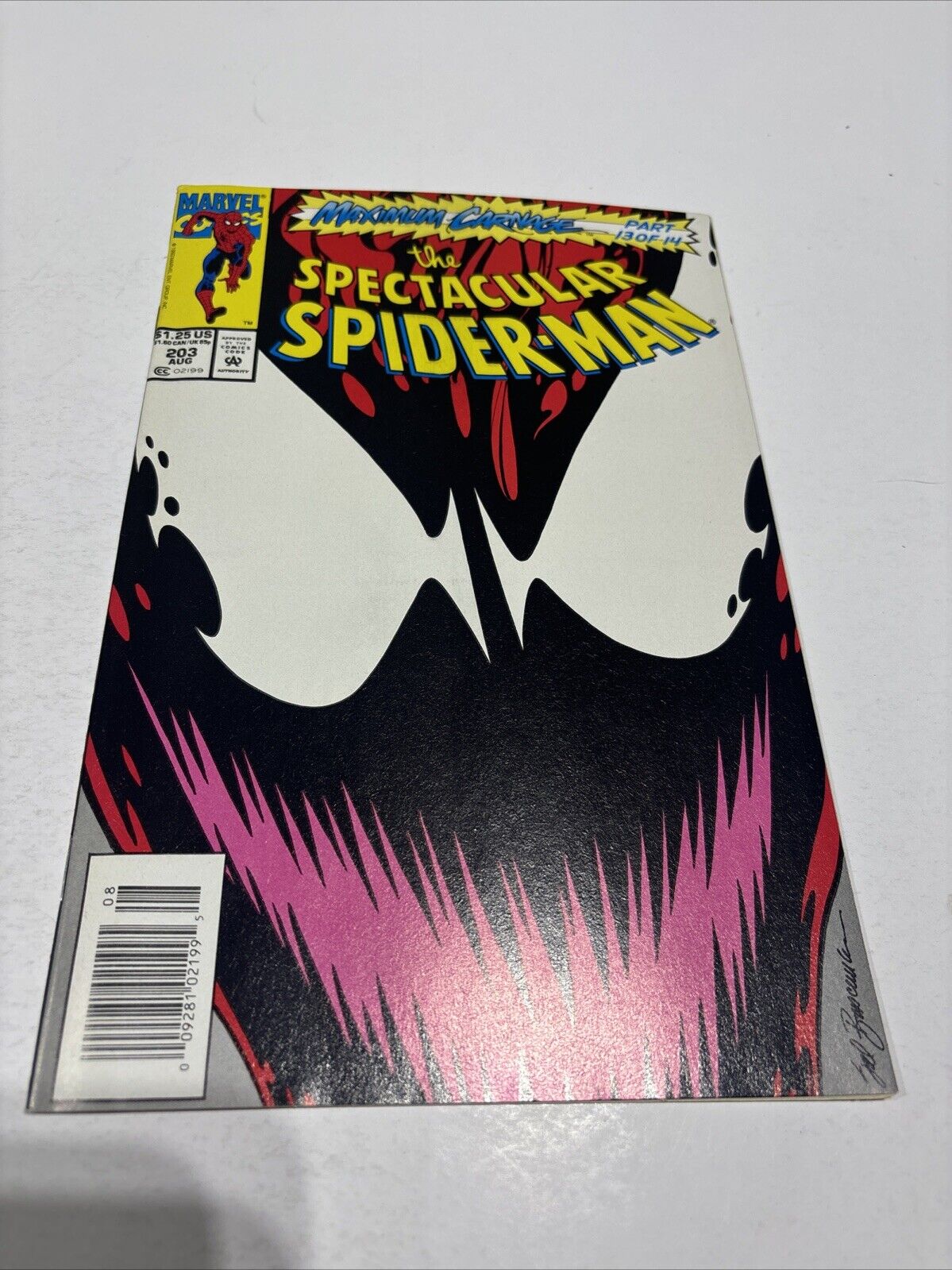 Spectacular Spiderman # 203  (Marvel 1993) Maximum Carnage Part 13 Newsstand