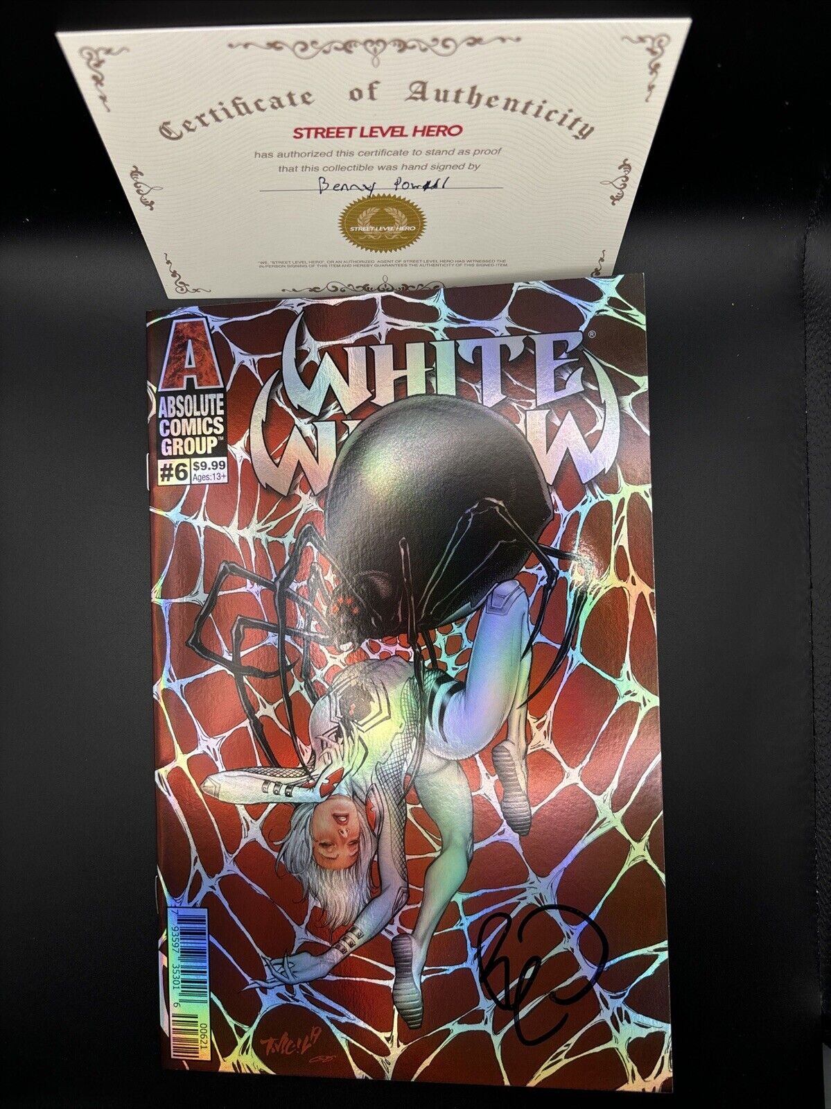 White Widow #6B (2021) Silver Foil Cover Signed By Powell w/COA