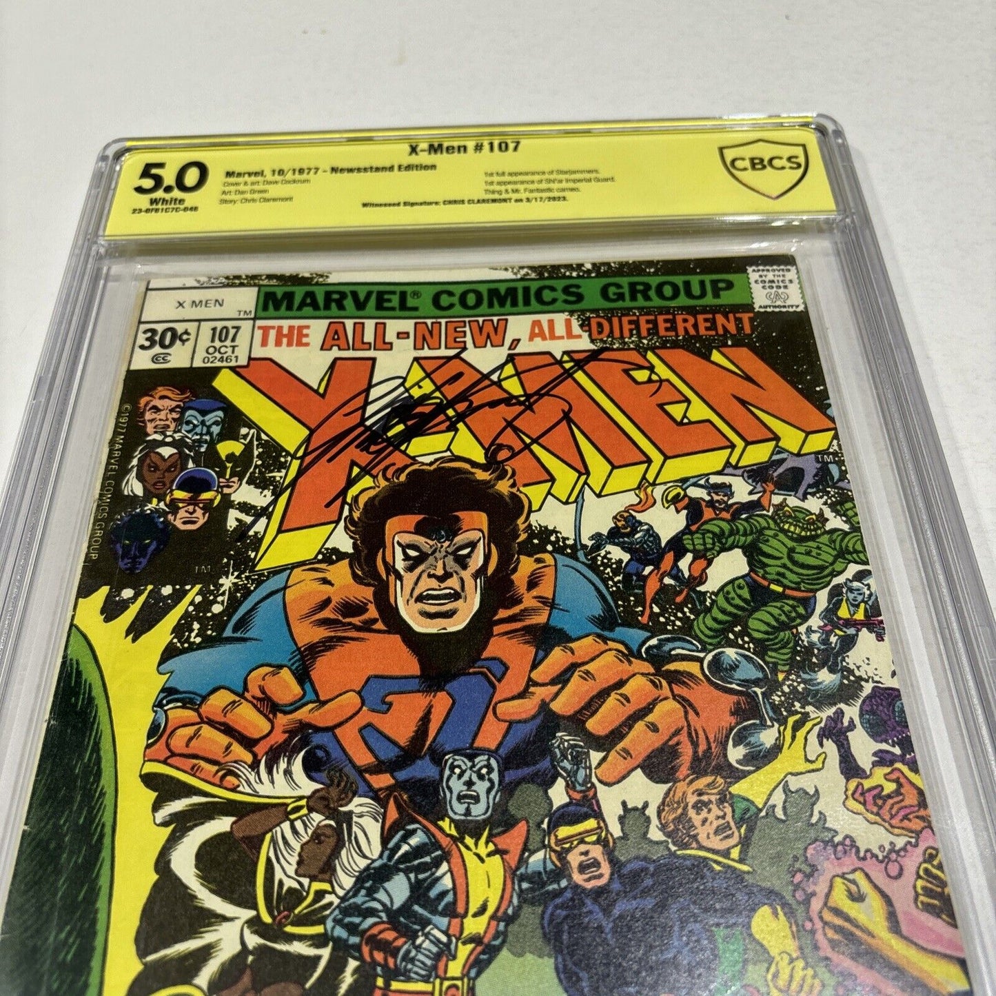 Uncanny X-Men #107 CGC 5.0 1977 1st full app. Starjammers-Signed Chris Claremont